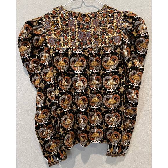 ULLA JOHNSON Alisha Embellished Linen And Cotton-blend Blouse Size 4 - Picture 9 of 12